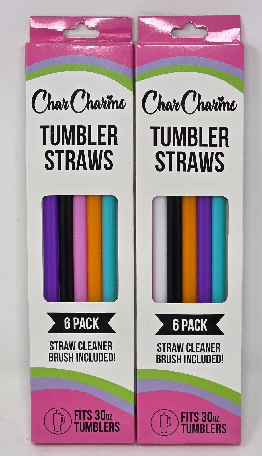 Charcharms 30oz. Tumbler Straws ** Multi Color 6 Pack ** New " Lot of 2 Packs