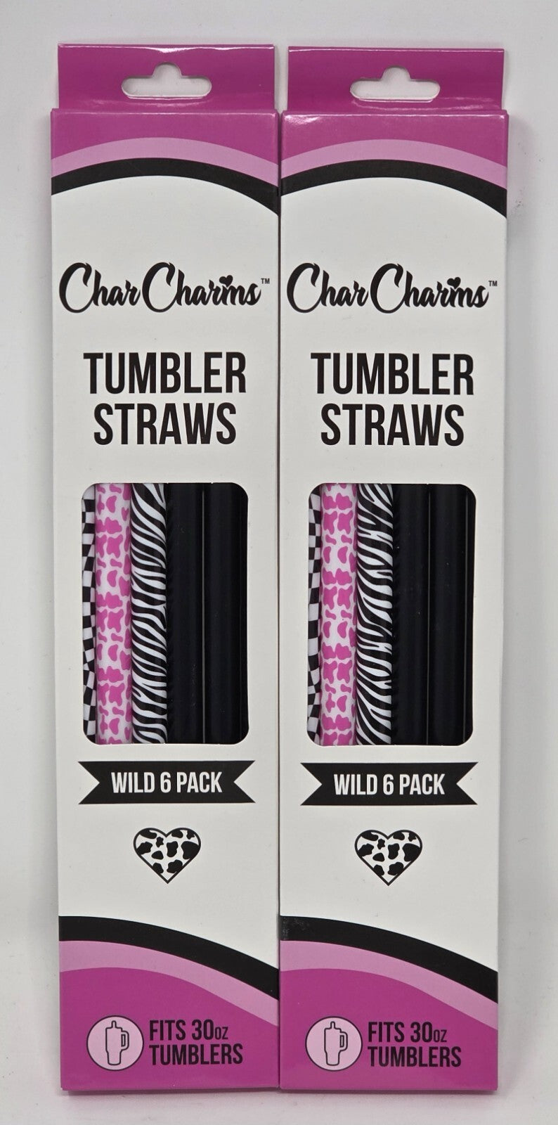 Charcharms 40oz. Tumbler Straws ** Wild 6 Pack ** New " Lot of 2 Packs