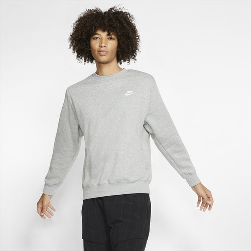 Men's Nike Sportswear Club Fleece Crewneck Sweatshirt Small Dk Grey Heather/White