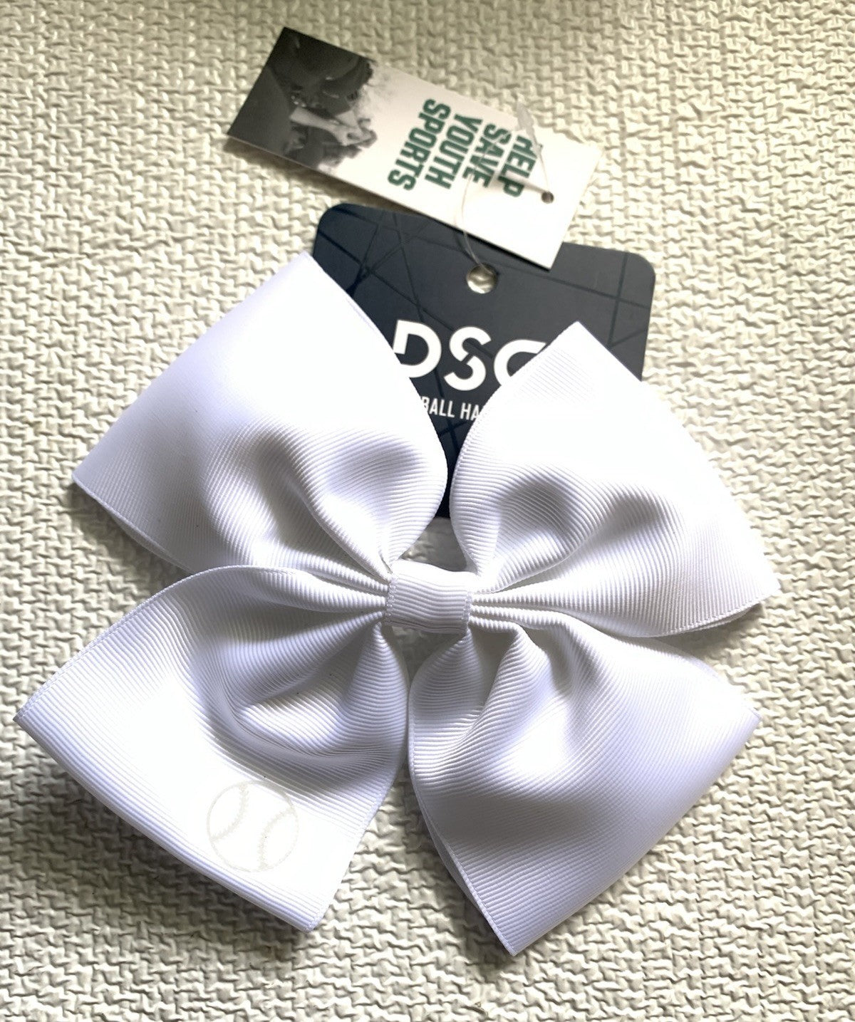 DSG Dick’s Sporting Goods Homerun Softball White Hair Bow New