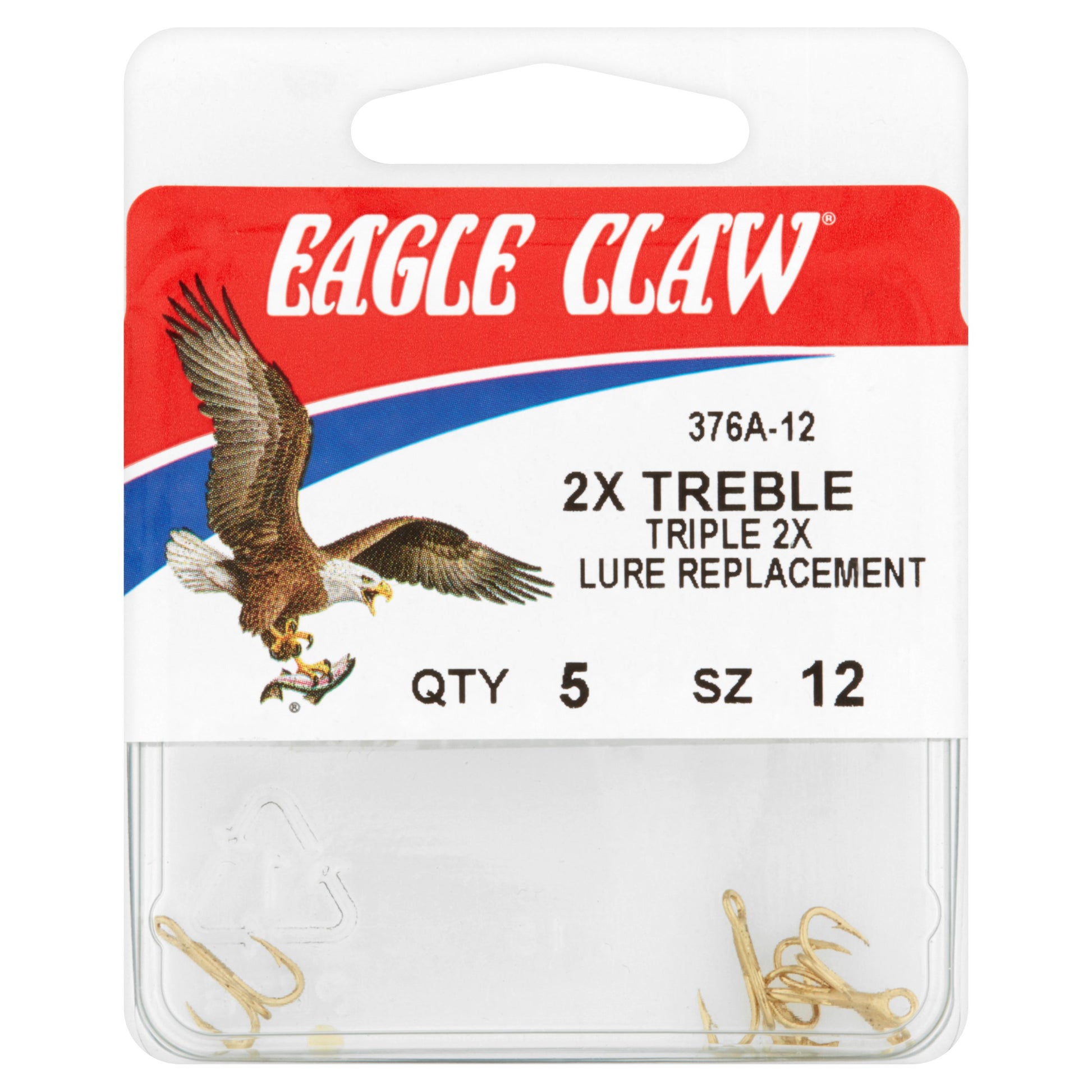 376AH-12 2X Treble Curved Point, Gold - Pack of 5