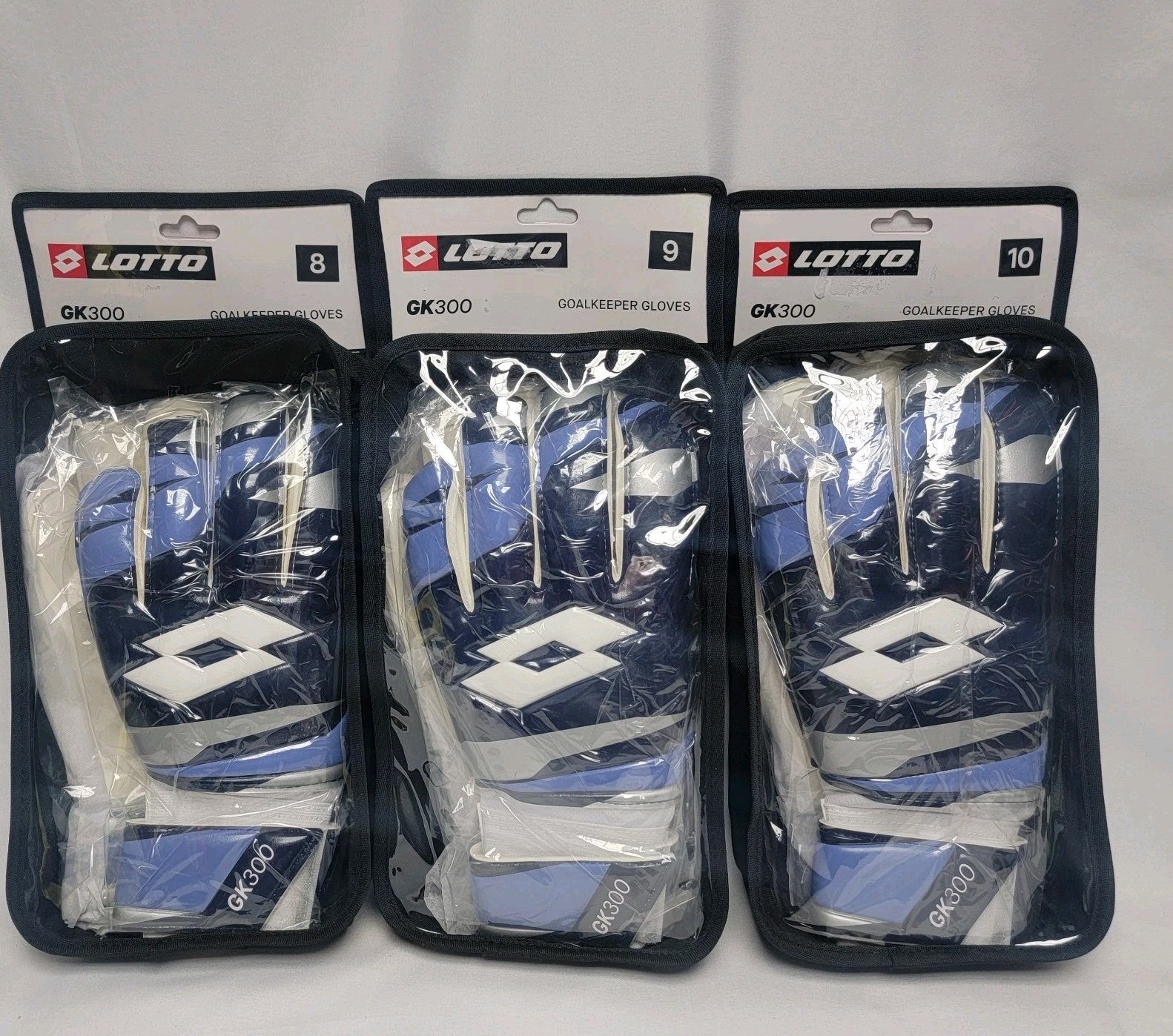Lotto GK300 Fingersave Soccer Gloves Men Size 8, 9 or 10 #LGLOVE23 Blue / White