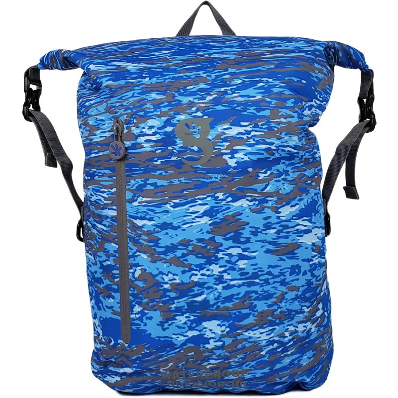 Geckobrands Endeavor Waterproof Backpack  Ocean Geckoflage