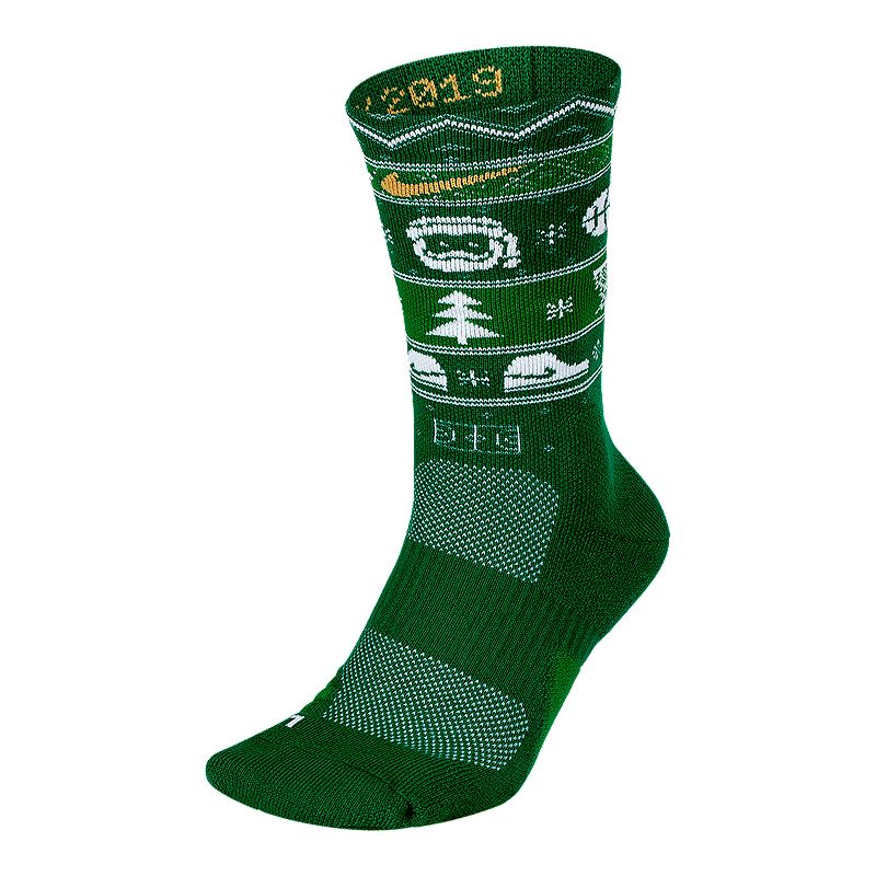 Unisex Nike Elite Christmas Crew Socks Clover/White/Club Gold Socks M Clover/White/Club Gold