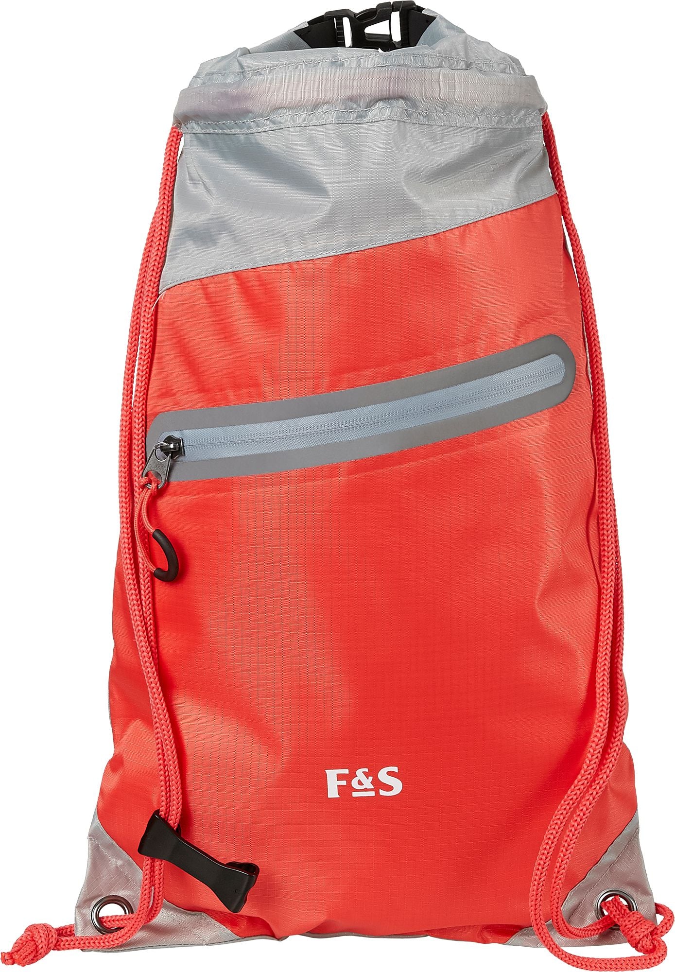 FandS Water Resistant Drawstring Pack  Light Red/Grey