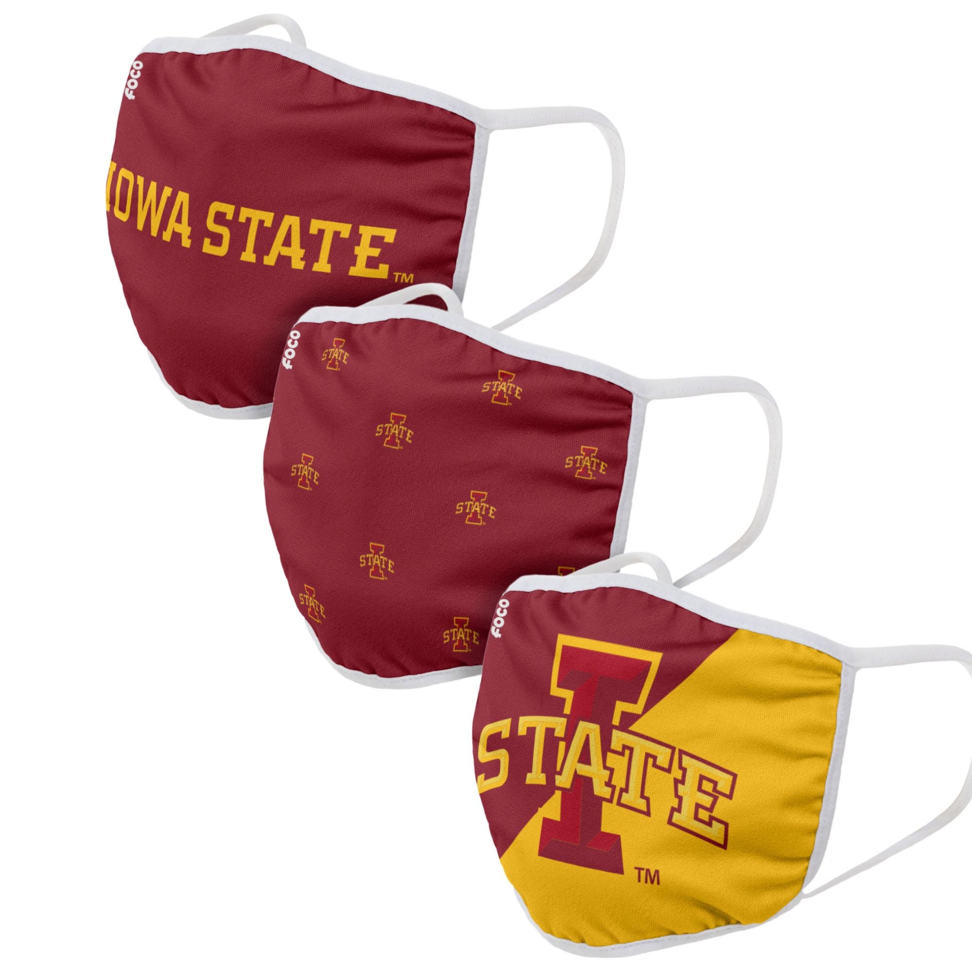 FOCO Youth Iowa State Cyclones 3-Pack Face Coverings, Kids