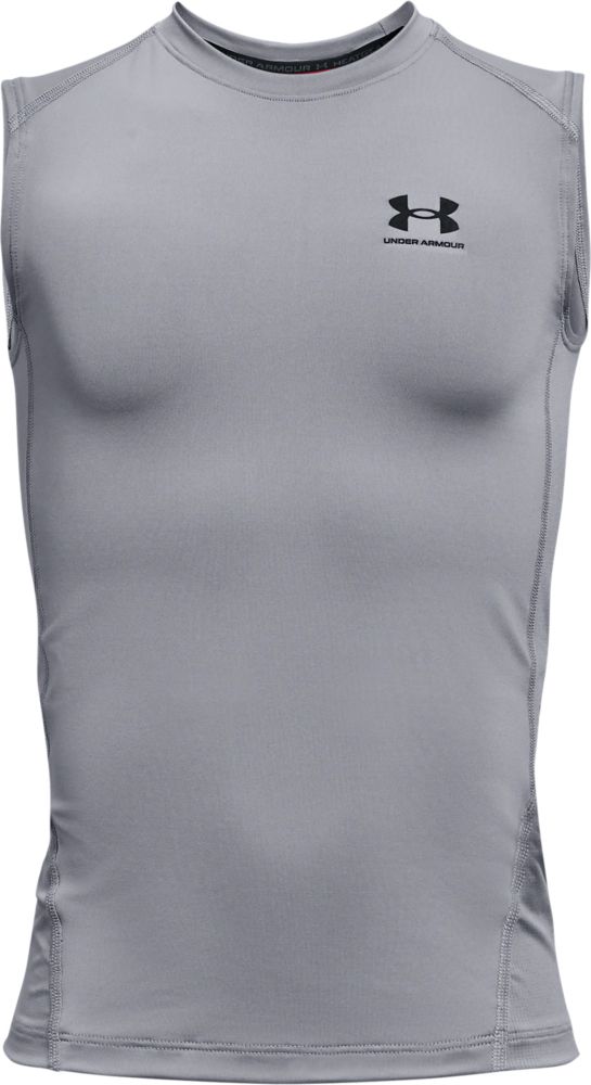 Under Armour Kids HeatGear(r) Armour Sleeveless (Big Kids) Boy's Clothing Steel/Black : XL (18-20 Big Kid), Elastane/Polyester
