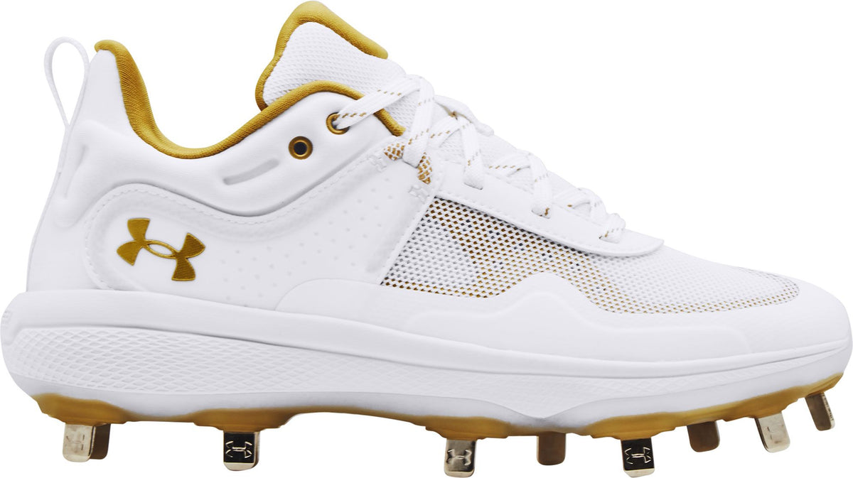 Under Armour Women's Glyde MT Softball Cleats White/Gold, 8.5 - Women's Softball at Academy Sports