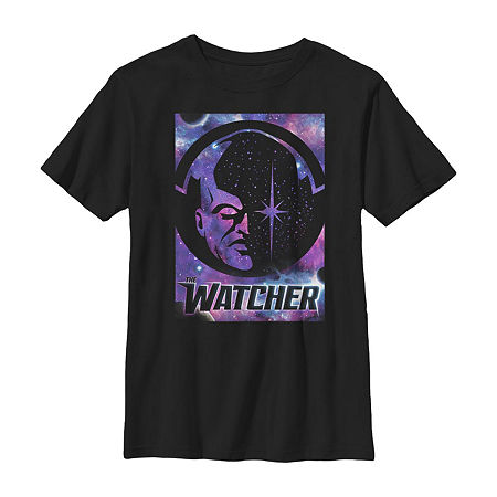 The Watcher Little & Big Boys Crew Neck Marvel Short Sleeve Graphic T-Shirt, Large , Black