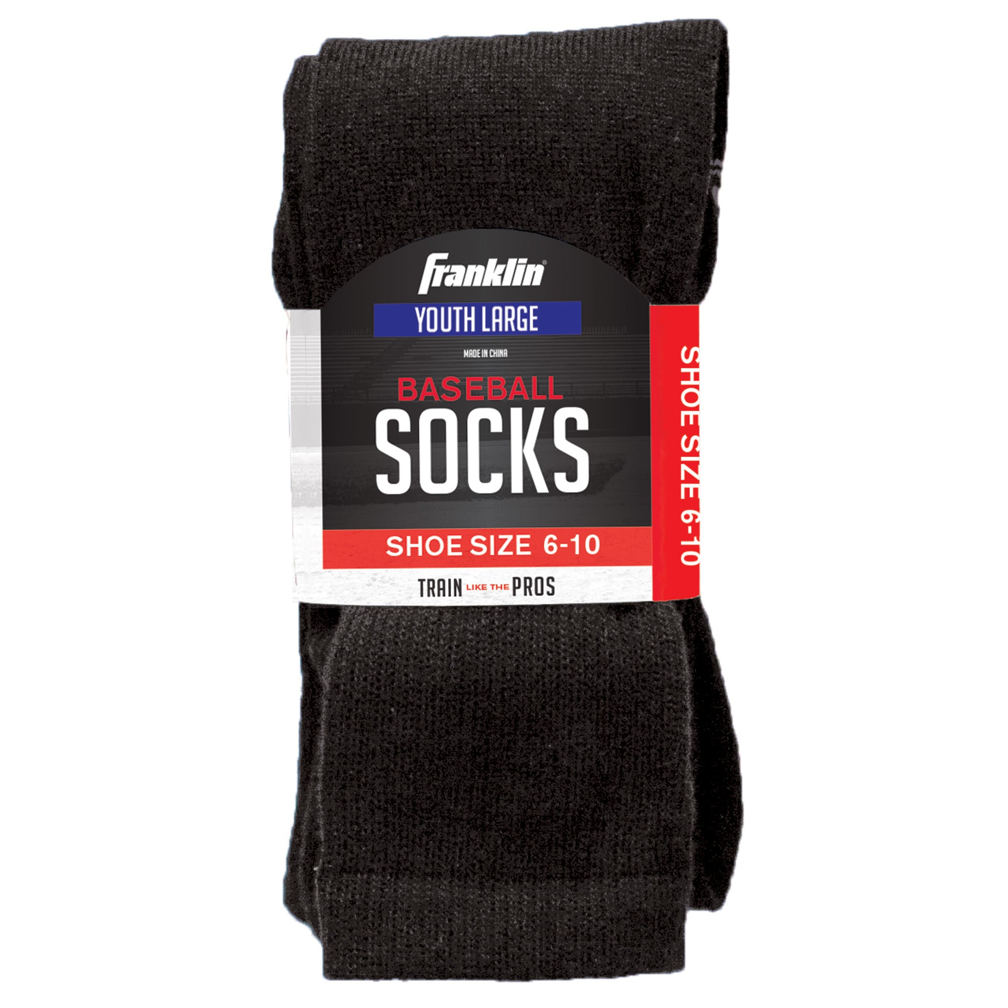 Franklin Sports Youth-Baseball  Softball Socks - Black-Baseball  Softball Knee Socks for Kids - Boys  Girls Tall Sports Socks - Youth Large