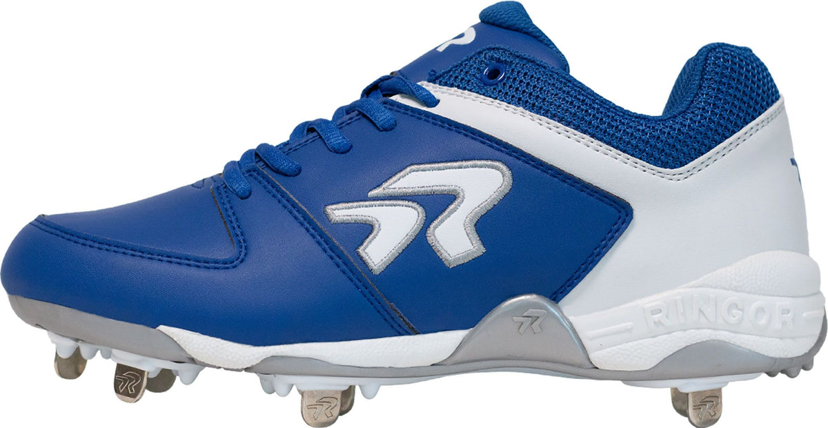 Women's RIP-IT Ringor Flite Metal Softball Cleats Cleats 7.5 Royal/White
