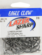 Lazer Sharp L2BUH-7/0 Octopus Hook  Black  Size 7/0  19 Pack