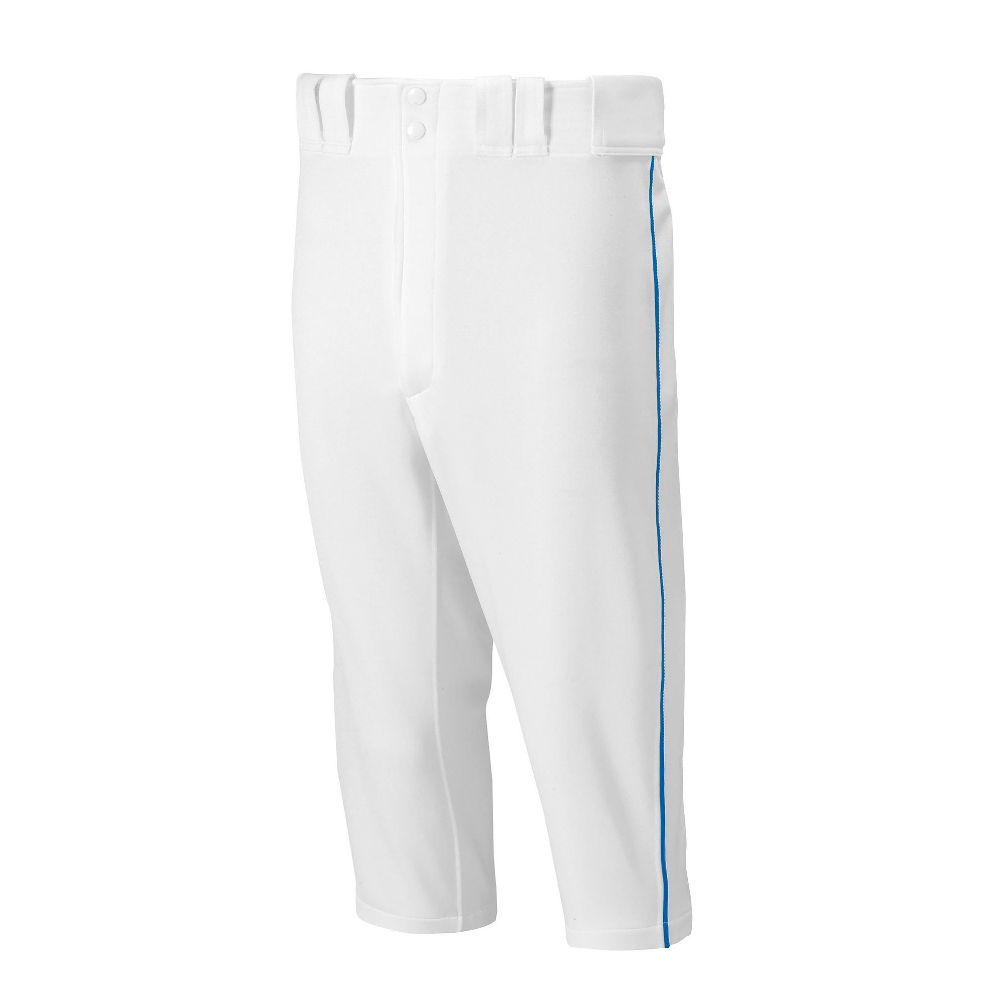 Men's Mizuno Premier Short Piped Baseball Pants XSmall White/Royal Regular