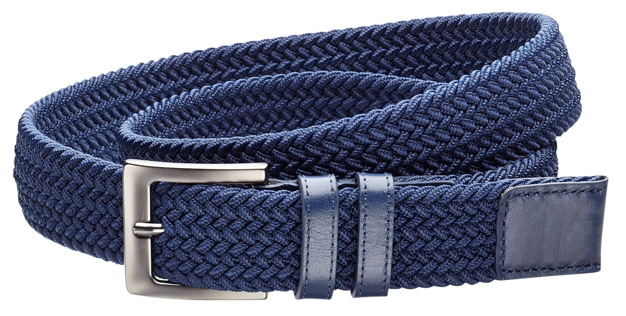 Walter Hagen Men's Solid Color Braided Golf Belt, Small, Navy Blue