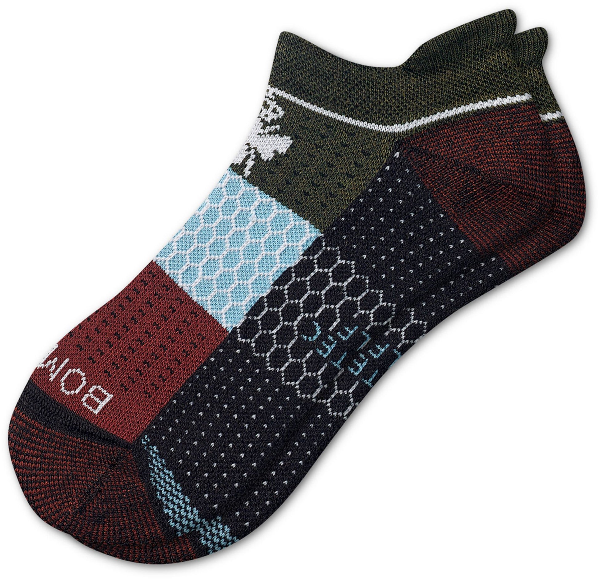 Bombas Men's Performance Golf Ankle Socks, Large, Green/Blue