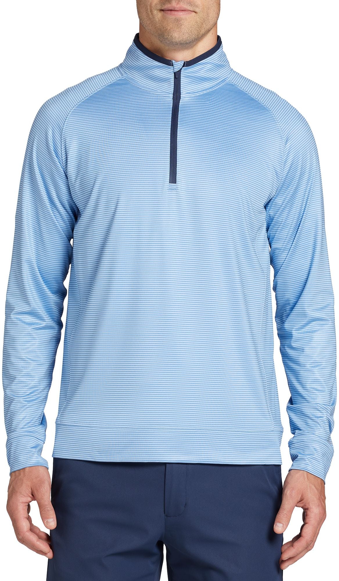 Walter Hagen Men's Performance 11 Lightweight 1/4 Zip Golf Pullover, Small, Stripe Daybreak Blue/Grey
