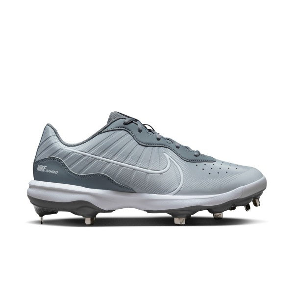 Men's Nike Alpha Huarache Varsity 4 Low Metal Baseball Cleats 8 Wolf Grey/White