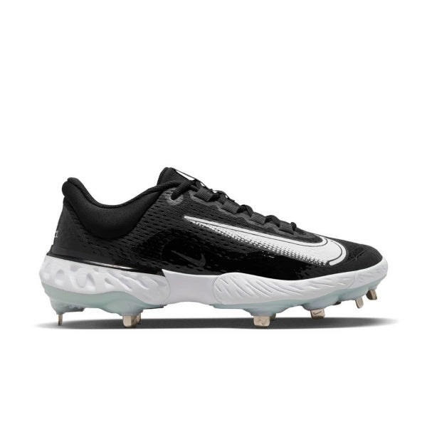 Men's Nike Alpha Huarache Elite 4 Low Metal Baseball Cleats Cleats 11.5 Black/White/Blue Tint