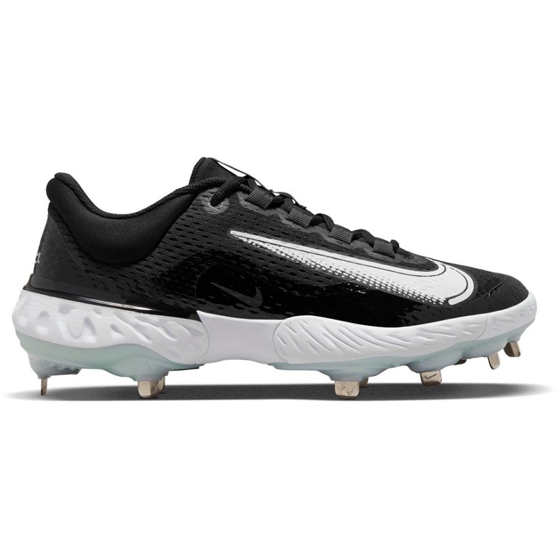 Men's Nike Alpha Huarache Elite 4 Low Metal Baseball Cleats Cleats 13 Black/White/Blue Tint