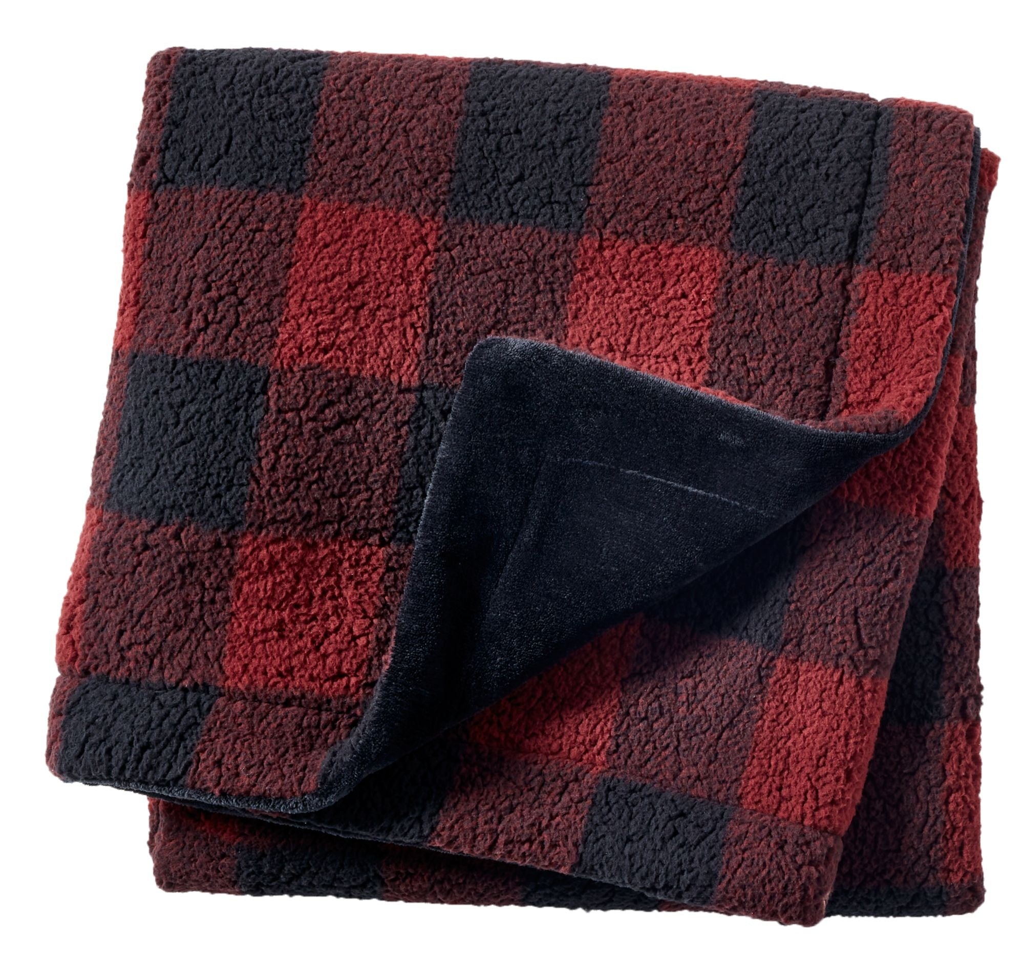 Northeast Outfitters Cozy Cabin Buffalo Check Sherpa Blanket, Red/Black