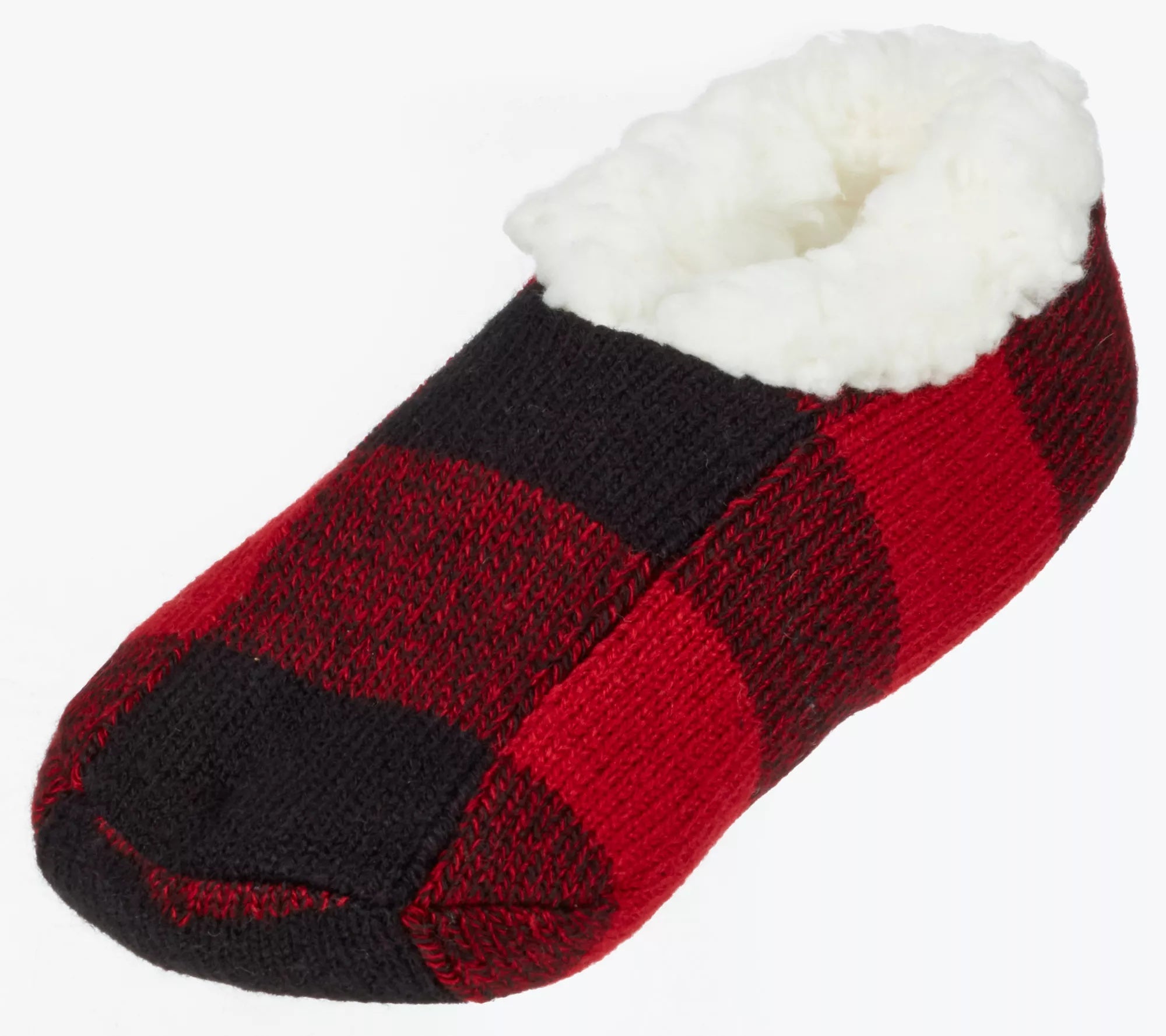 Northeast Outfitters Cozy Cabin Youth Holiday Buff Check Slipper Socks, Small, Red/Black