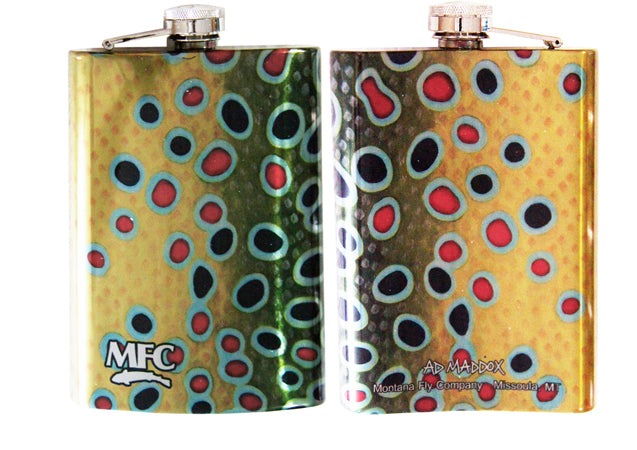 Montana Fly Company Stainless Steel Flask, Brown Trout Skin