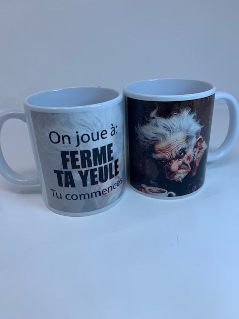 Tasse humoristique On joue à ferme ta yeule