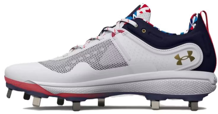 Crampons de Softball en Métal Glyde USA LE MT pour Femmes Under Armour Rouge/Blanc/Bleu Medium 9, Taille : 9 Medium US